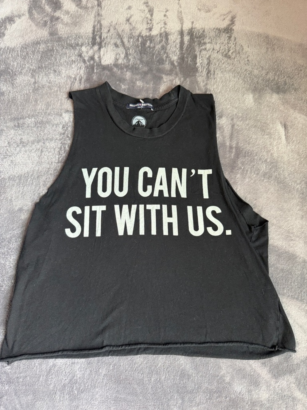 Brandy Melville Black Tank Top with White Slogan